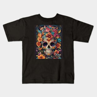 Mesmerizing Tradition: Vibrant Sugar Skull for Day of the Dead Kids T-Shirt